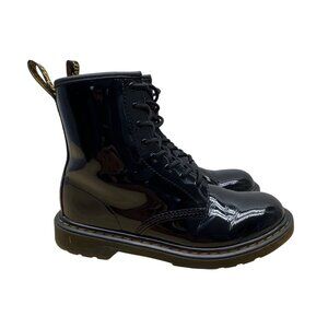 Dr. Martens Youth Black Patent Leather With Side Zipper Lace-Up Boots Size 5 US
